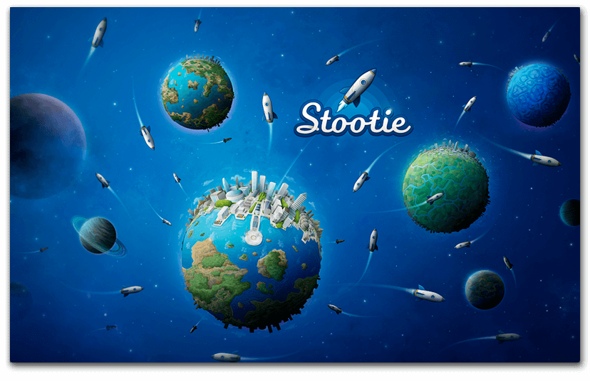 Illustration univers planétaire de l'identité graphique Stootie