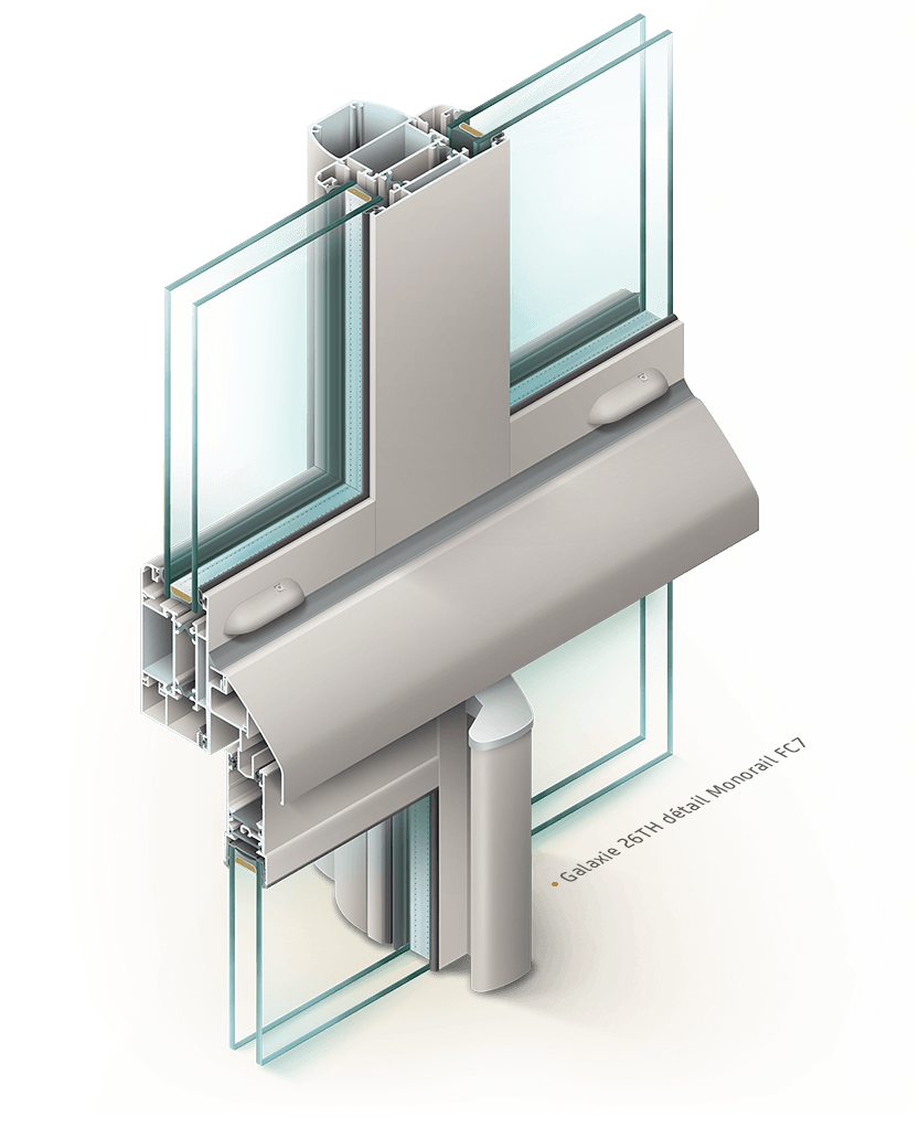 Illustration de fenêtre Installux : Détails Galaxie 26TH monorail pose avec imposte